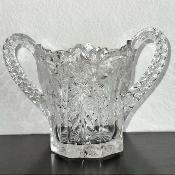 Antique Other - Elegant Clear Crystal Sugar Bowl antique pressed glass